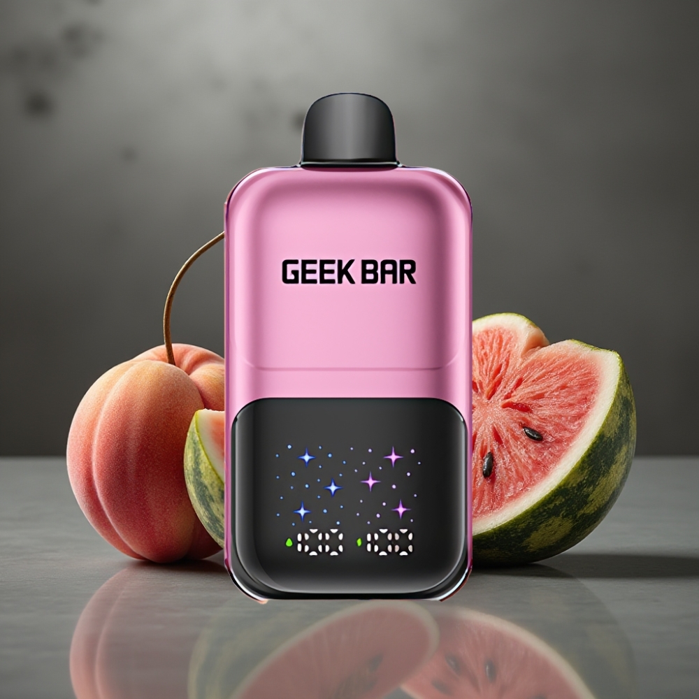 GEEK BAR 2GO 50000 Puff Nagy Képernyős 3 Fokozatú Beállítás Dual Tartály 20ml Barack & Görögdinnye
