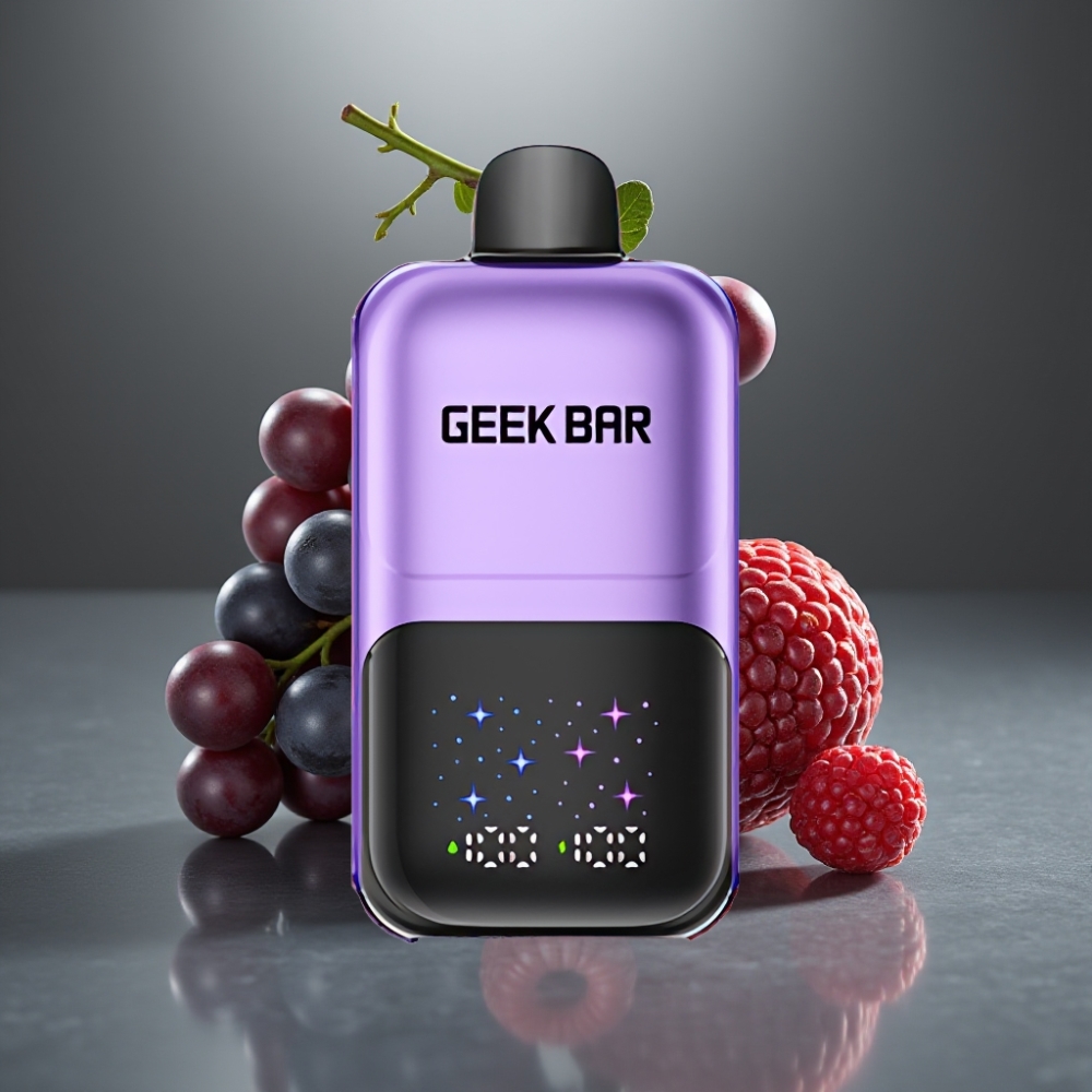 GEEK BAR 2GO 50000 Puff Nagy Képernyős 3 Fokozatú Szabályozható 20ml Dupla Tartály Szőlő & Málna