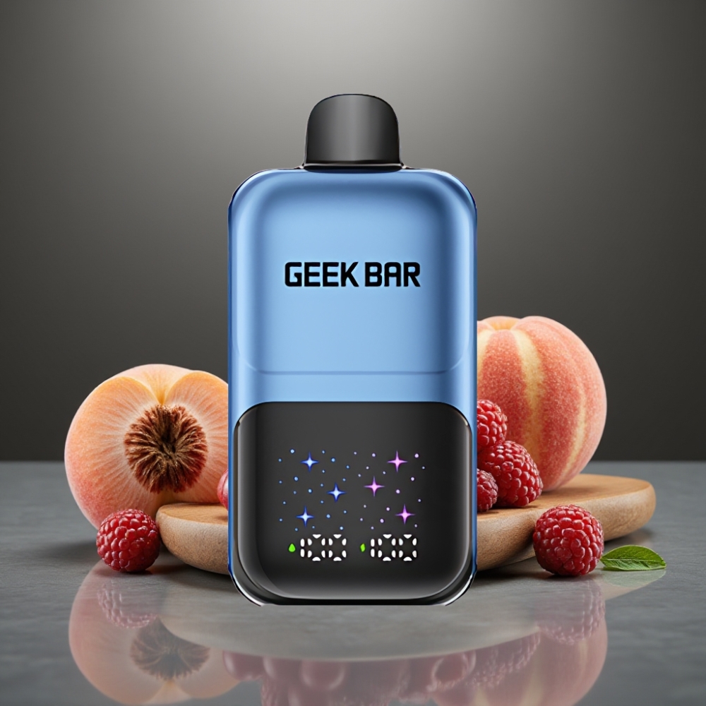 GEEK BAR 2GO 50000 Puff Nagy Képernyős 3-Szintű Beállítható Íz/Hűvösségű 20mL Dupla Tartályú Őszibarack & Bogyós Gyümölcs Eldobható E-Cigi