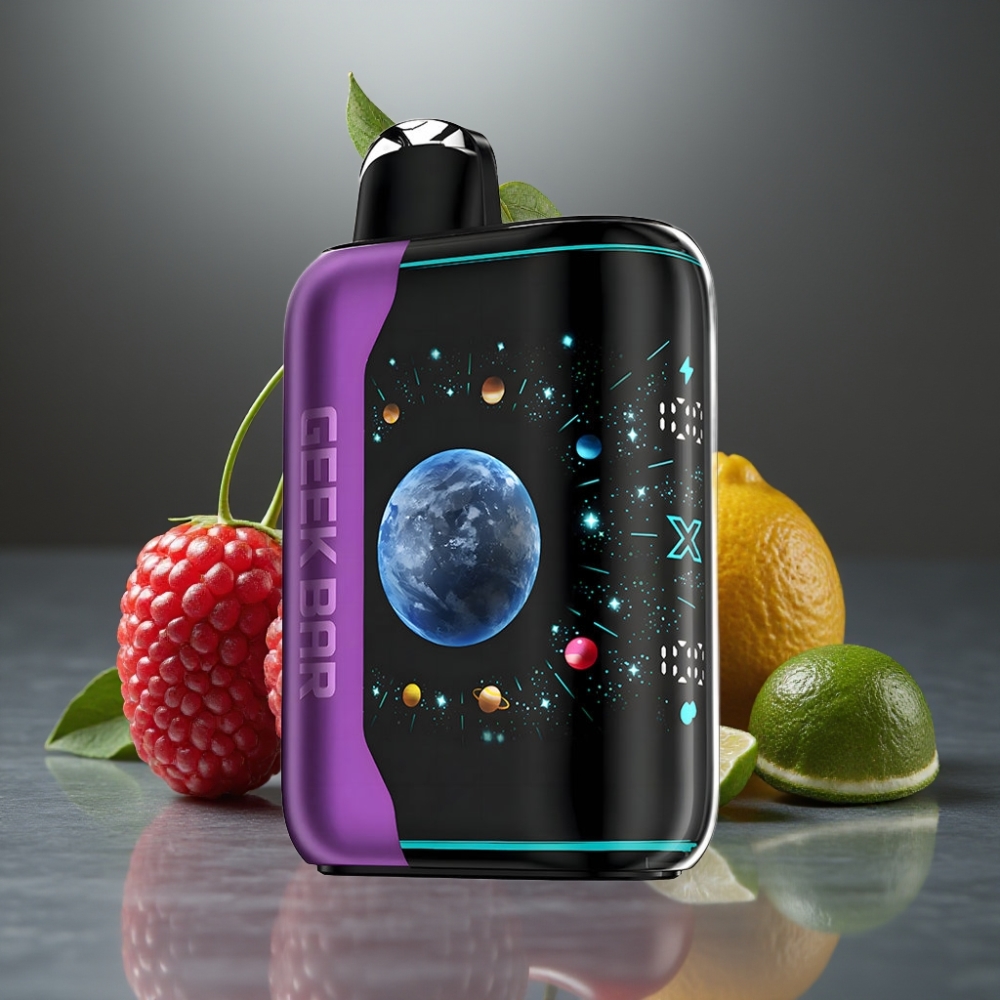 GEEK BAR Platinum Edition 25000 Puff Prémium Matte Platina Acél Borítás Gyors USB-C Töltés Duális Mesh Coil 20mL E-Liquid 2% Nikotin Mézes Cseresznye Lime