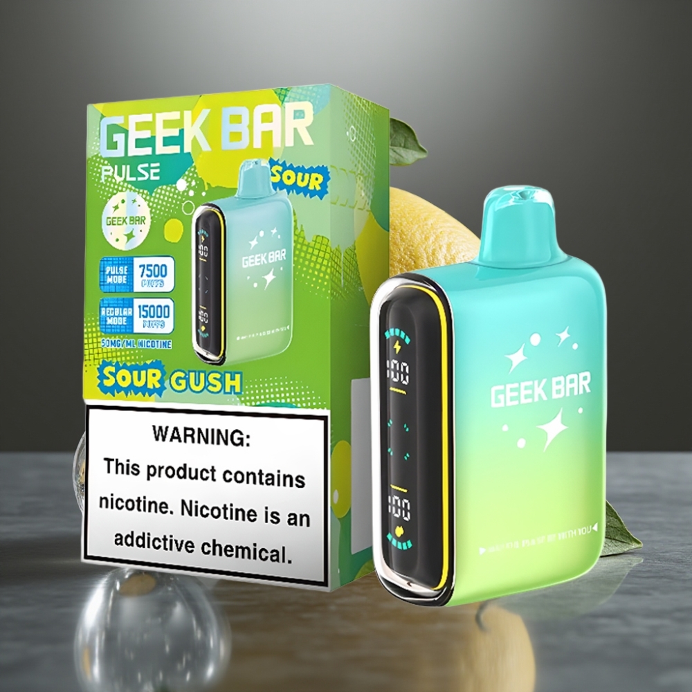 Geek Bar Pulse 15000 Löket 16ML 5% Nikotin 650mAh USB-C Légáramlás Savas Íz
