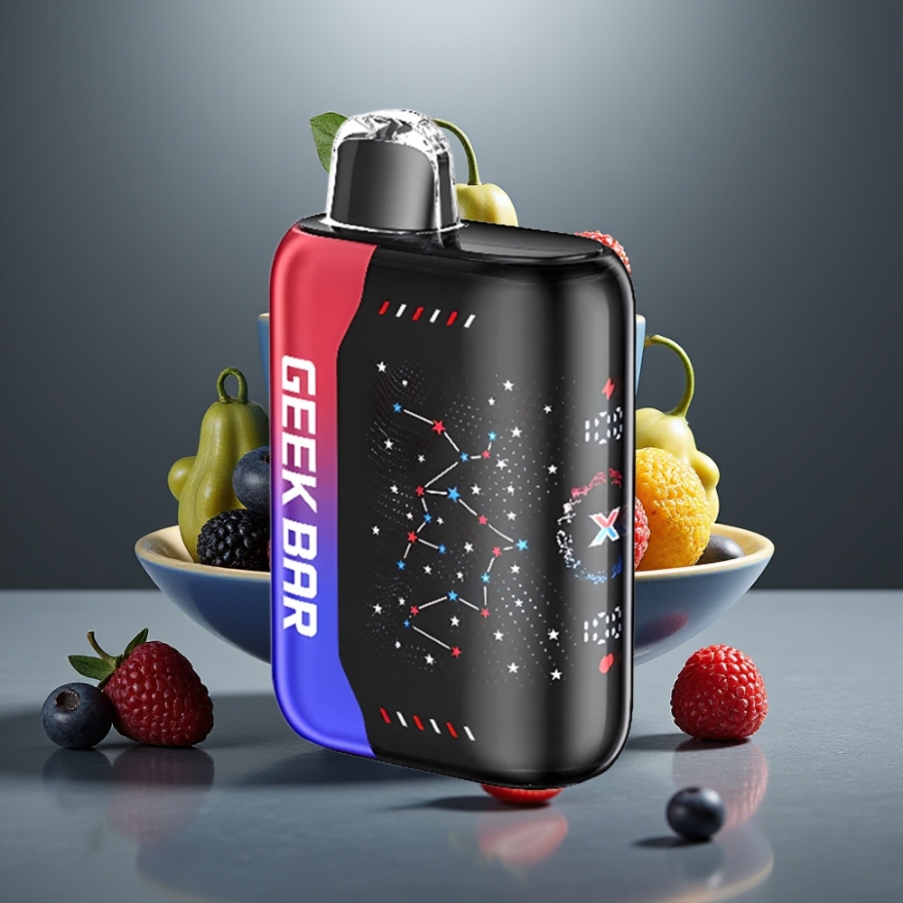 GEEK BAR Pulse X 25000 Löket Normál Mód 15000 Löket Pulse Mód 0-5% Nikotin 18mL E-Liquid 3D Kijelző USB-C Dual Mesh Coil Patriot Kiadás