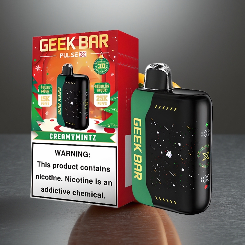 GEEK BAR Pulse X 25000 Puff Normál Mód 15000 Puff Pulse Mód Nikotin 0-5% 18mL USB-C Képernyős Karácsonyi Kiadás