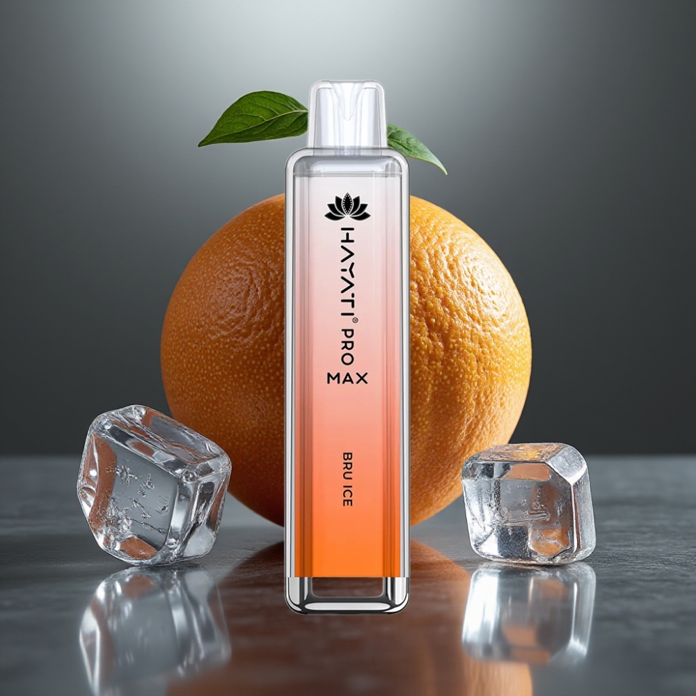 Hayati Pro Max 4000 Puff Eldobható E-Cigi (28×28×120mm, 2%/5% Nikotin, Dual 1.1 Ohm Mesh Coil, 1400mAh, Jég Bru Íz)