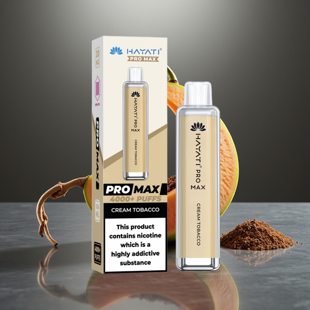 Hayati Pro Max 4000 Puff Eldobható E-cigaretta – 2%/5% Nikotin, 1400mAh, Újratölthető, Krémes Dohány Íz