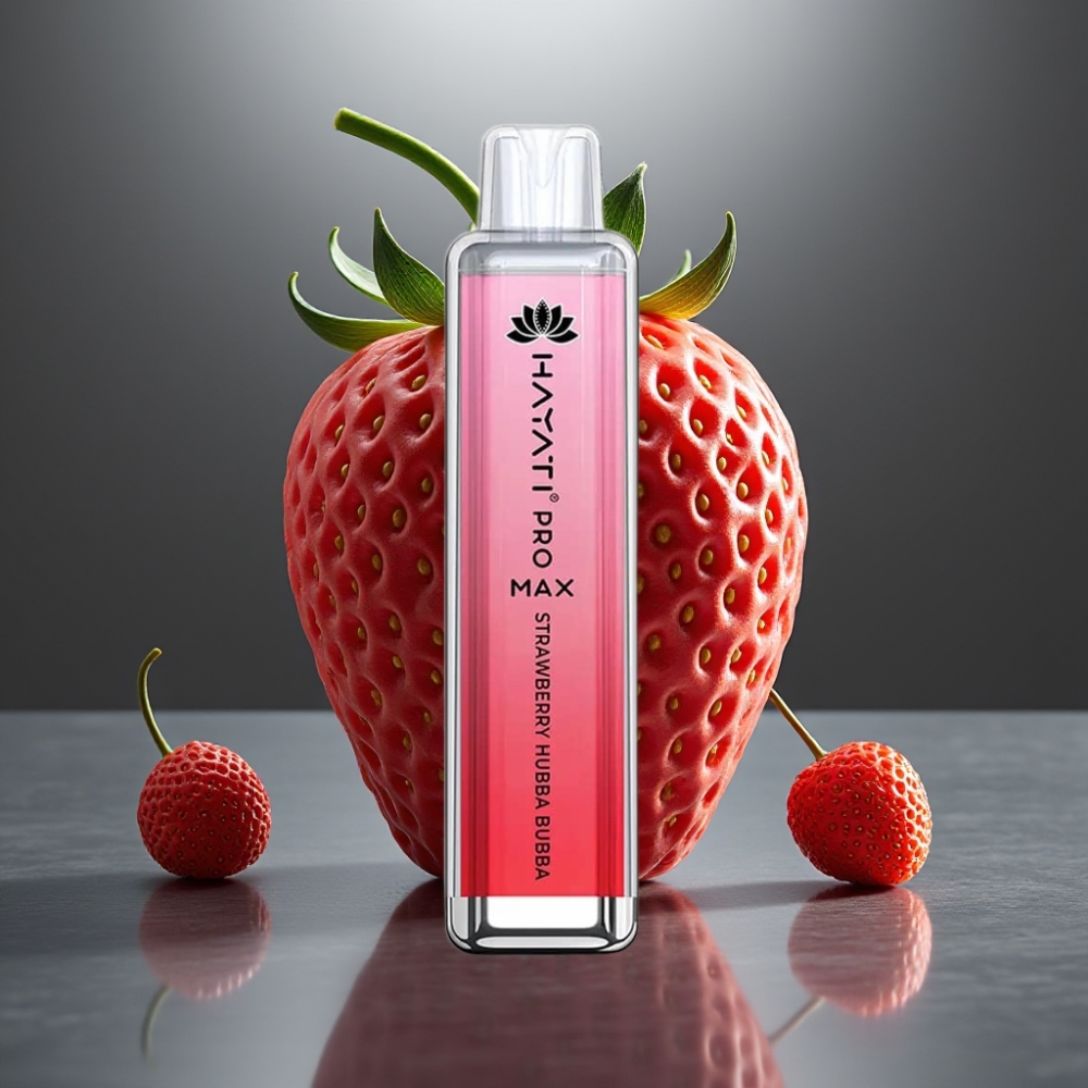 Hayati Pro Max 4000 Puff Eldobható E-cigaretta – Eper Hubba Bubba, 1400mAh, 2ml/10ml, 1.1 Ohm Mesh
