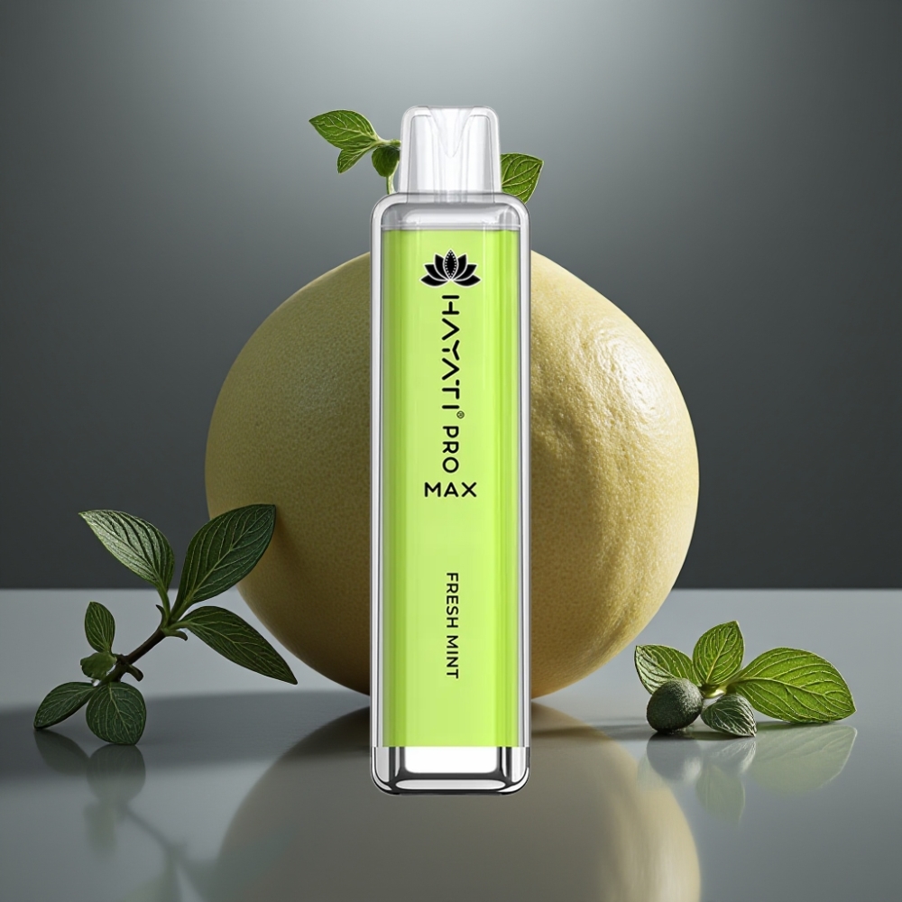 Hayati Pro Max 4000 Puff Eldobható E-cigaretta Friss Menta (28×28×120mm, 2%/5% Nikotin, 1400mAh, Duális 1.1 Ohm Mesh Coil)