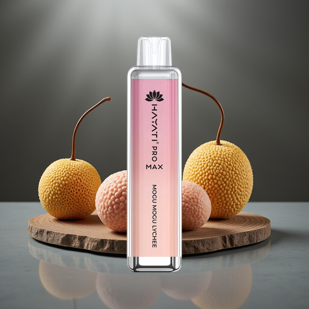 Hayati Pro Max 4000 Puff Eldobható E-cigaretta Mogu Mogu Licsi, 2%/5% Nikotin, 1400mAh, Duális 1.1 Ohm Mesh Coil, TPD-Kompatibilis