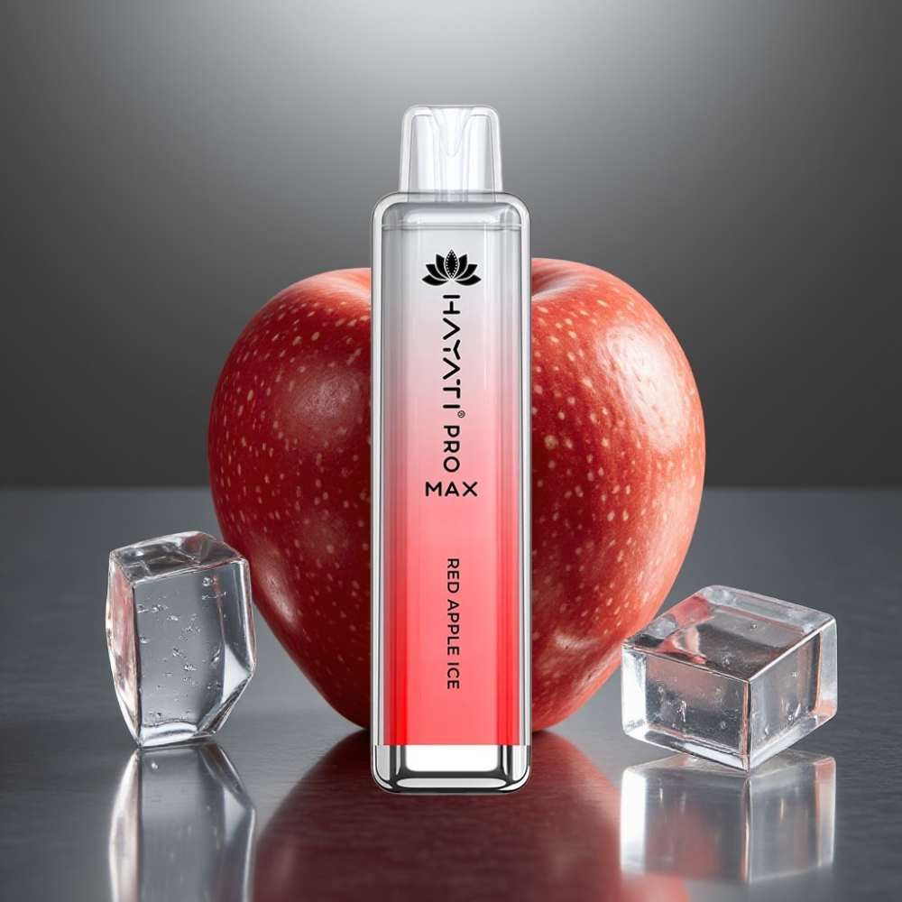 Hayati Pro Max 4000 Puff Eldobható E-cigaretta Vörös Alma Jég 28×28×120mm 2%/5% Nikotin 1400mAh