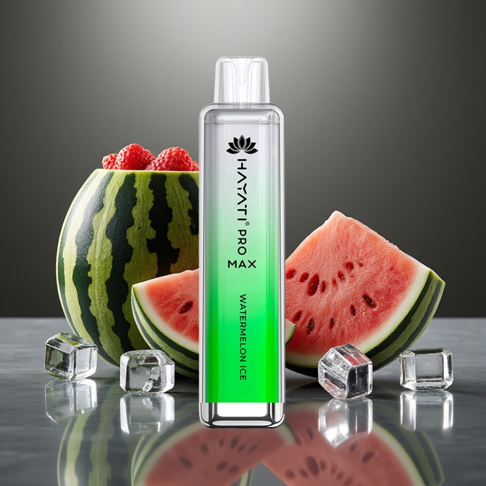Hayati Pro Max 4000 Puff Eldobható E-párologtató 28×28×120mm 2%/5% Nikotin 1400mAh Dual 1.1 Ohm Mesh Görbe Dinnye Jég