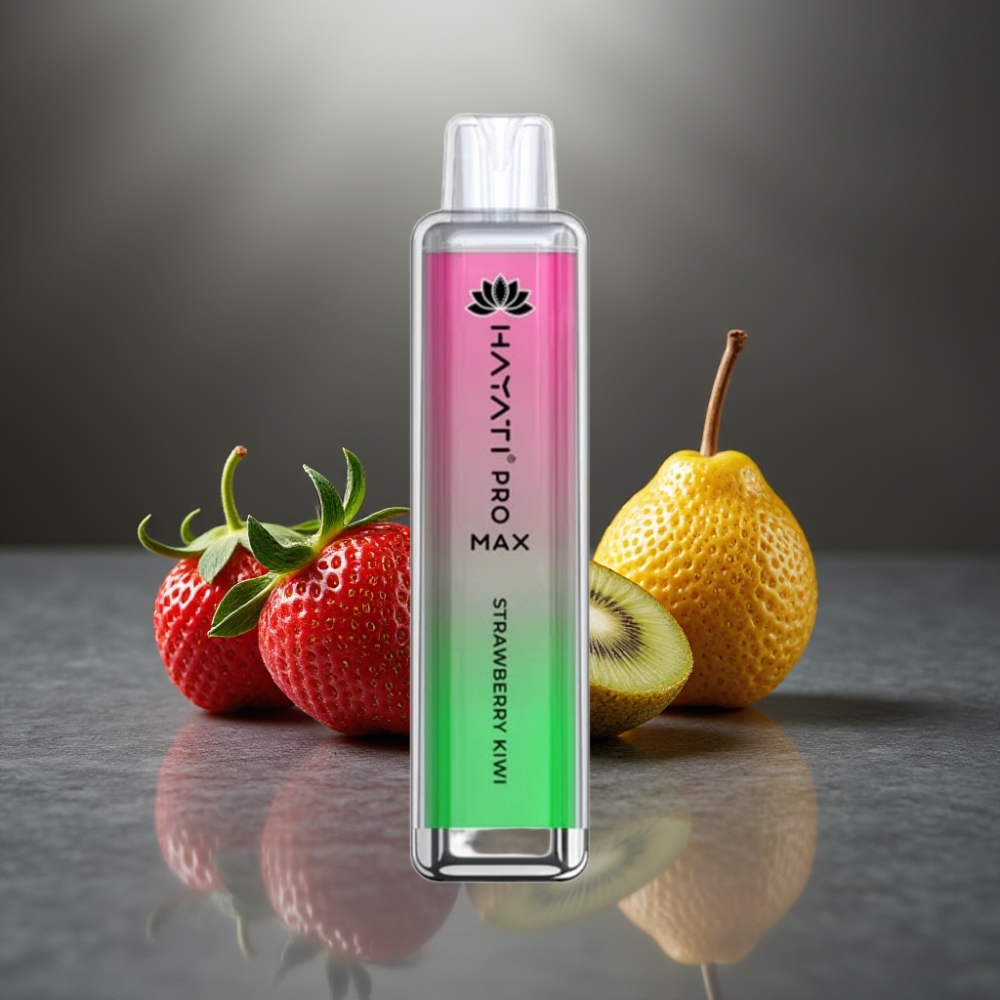 Hayati Pro Max 4000 Puff Eldobható E-szigaret 28×28×120mm 2%/5% Nikotin 1400mAh Eper-Kiwi Íz