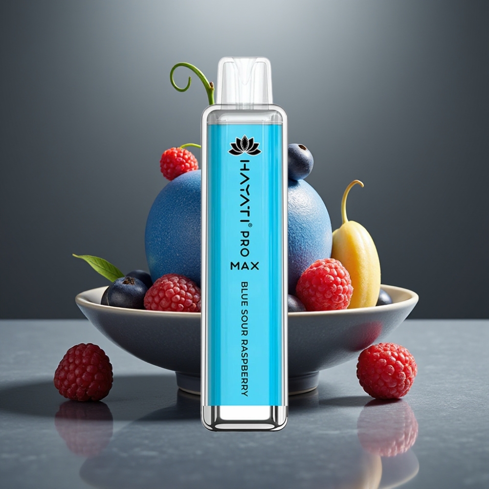 Hayati Pro Max 4000 Puff Eldobható E-szigaret 28×28×120mm Kék Savanyú Málna 2ml 10ml Auto Töltés 1400mAh