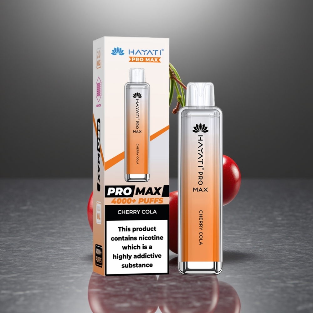Hayati Pro Max 4000 Puff Eldobható E-szigaret Cseresznyes Kóla, 2%/5% Nikotin, 1400mAh, TPD