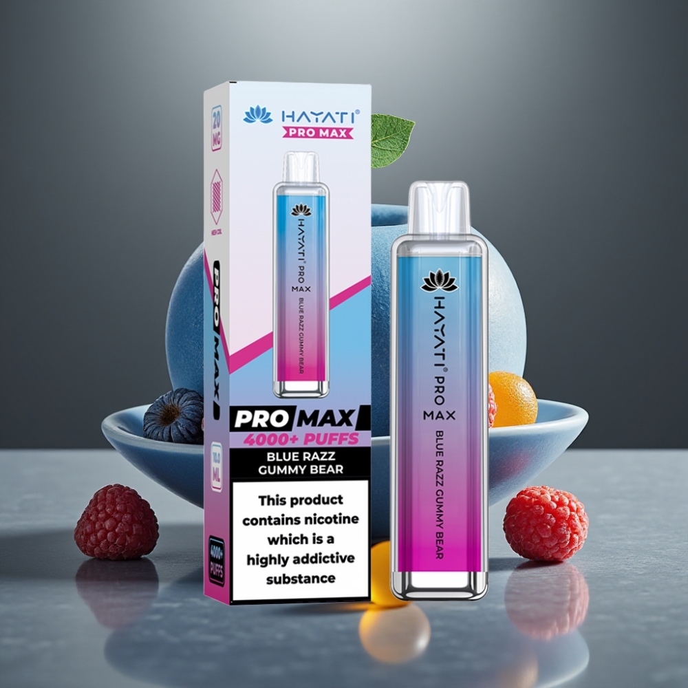 Hayati Pro Max 4000 Puff Eldobható Vape – Kétszeres 1.1 Ohm Mesh Tekercs, 1400mAh Akku, Kék Málna Gumicukor Íz