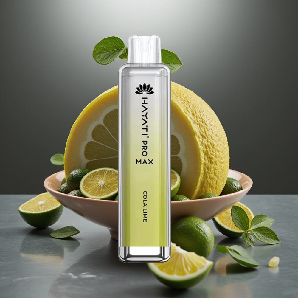 Hayati Pro Max 4000 Puff Eldobható Vape Kolcitrom – 28×28×120mm, 2%/5% Nikotin, 1400mAh, Dupla 1.1 Ohm Mesh Coil, LED, Kristály Megjelenés, TPD-Compliant