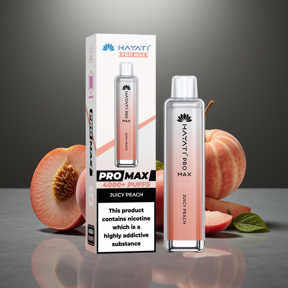 Hayati Pro Max 4000 Puff Elszívható E-Cigi 28×28×120mm 2%/5% Nikotin 1400mAh Dual 1.1 Ohm Mesh Coil LED Jelzés Kristály Megjelenés TPD-Kompatibilis