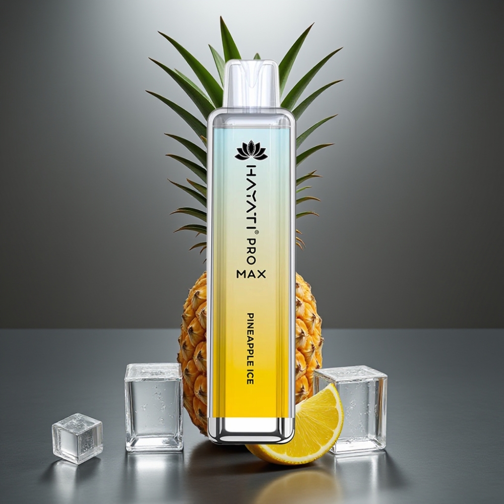 Hayati Pro Max 4000 Puff Elszívható Vape – 28×28×120mm, 2%/5% Nikotin, 1400mAh, Dupla 1.1 Ohm Mesh Coil, Ananász Jég