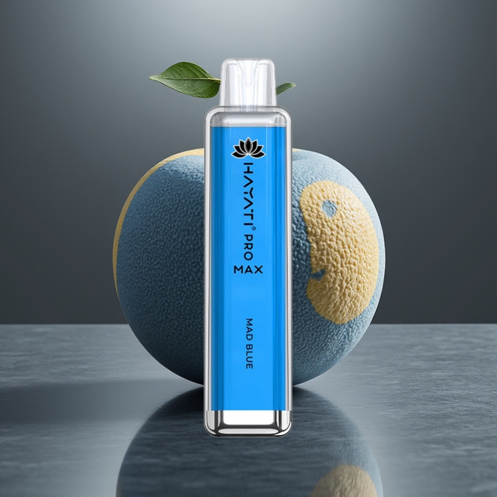 Hayati Pro Max 4000 Puffs Eldobható E-Cigi 28×28×120mm 1400mAh 2%/5% Nikotin Őrült Kék