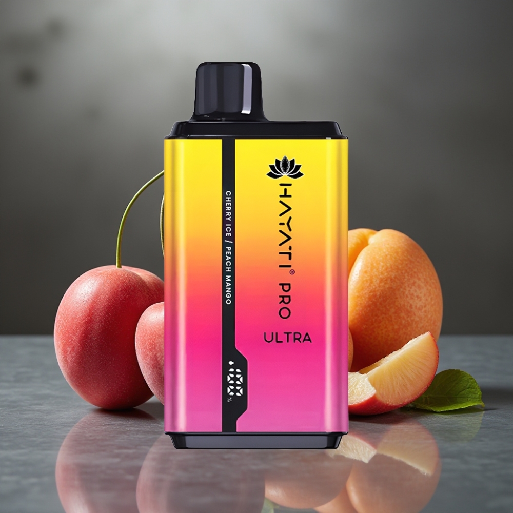 Hayati Pro Ultra 15000+ Puff 850mAh 2×12ml 2% 49 Íz Cseresznye Jég Őszibarack Mangó