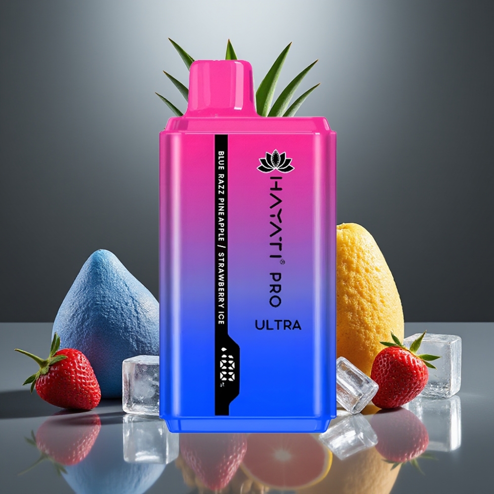 Hayati Pro Ultra 15000+ Puff 850mAh 2×12ml 2% 49 Íz Kék Málna Ananász Eper Jég