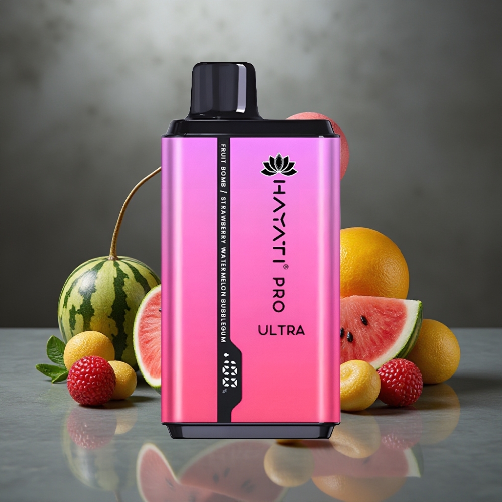 Hayati Pro Ultra 15000+ Puff 850mAh 2×12ml 2% 49 Ízesítmény Gyümölcs Bomba Eper-Görögdinnye Buborékrággal