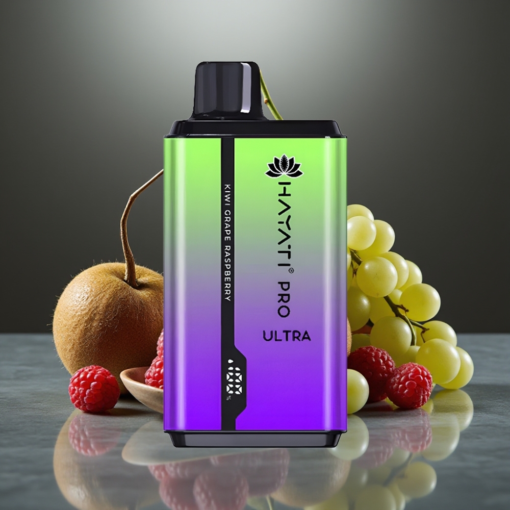 Hayati Pro Ultra 15000+ Puff 850mAh 2×12ml 2% 49 Ízesítmény Kiwi Szőlő Málna